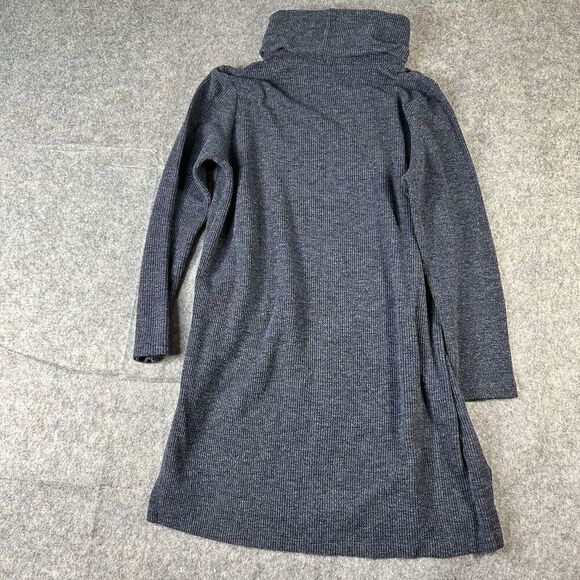 Clara Sun Woo Tunic Top Womens Medium Cowl Neck Rib Knit Blue Made In USA - Picture 7 of 8